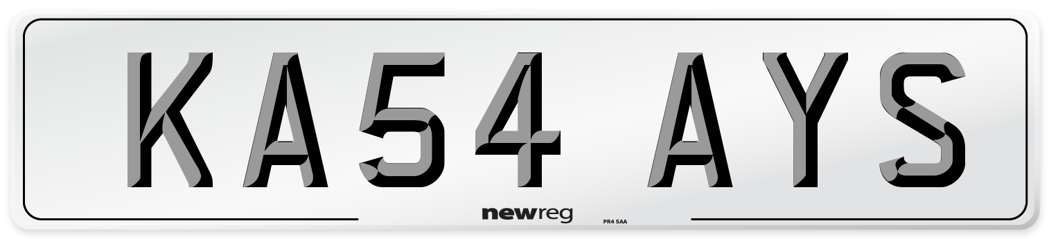 KA54 AYS Number Plate from New Reg
